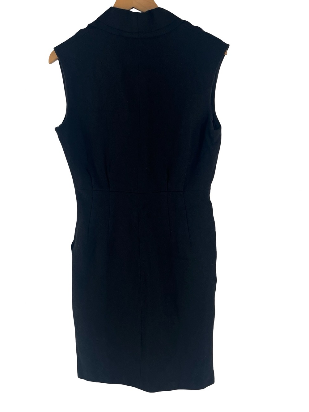Adam Lippes 100% Wool Sheath Dress 10 Black Silk Lined Pockets Luxury Career - Picture 3 of 14